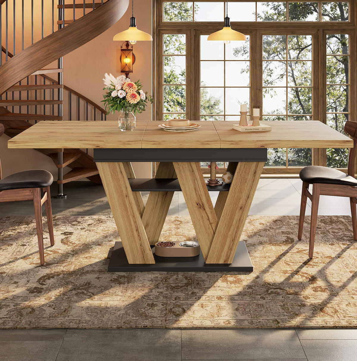 AUSZIEH-ESSTISCH aus MDF mit Ablagefach, 119-158,5/80/75 cm, Natur - Naturfarben, Holzwerkstoff (119/80/75cm) - Redom