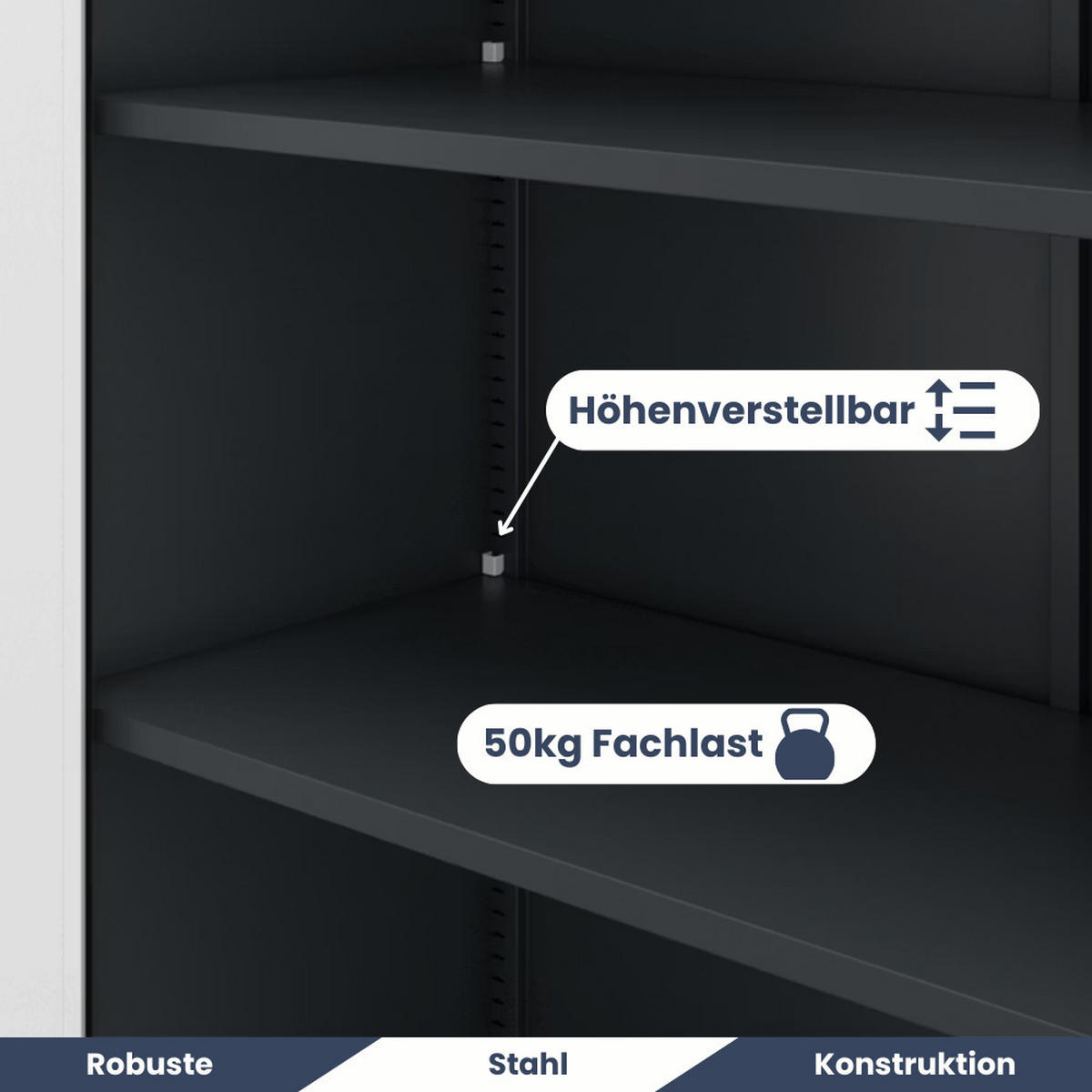 AKTENSCHRANK abschließbar BEATA mit Flügeltüren 93x90x40cm Anthrazit-Weiß - Anthrazit, Metall (90/93/40cm) - Jan Nowak
