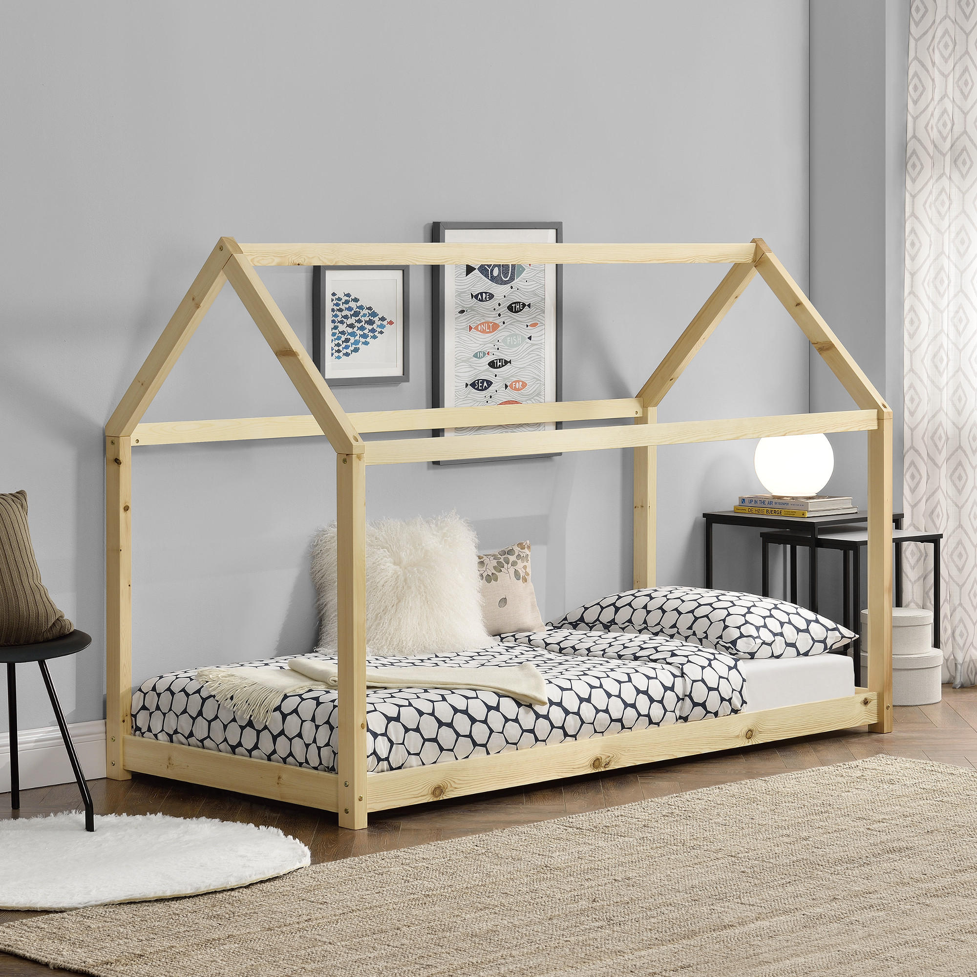 HAUSBETT Netstal - Naturfarben, Holz (70/140cm) - [en.casa]