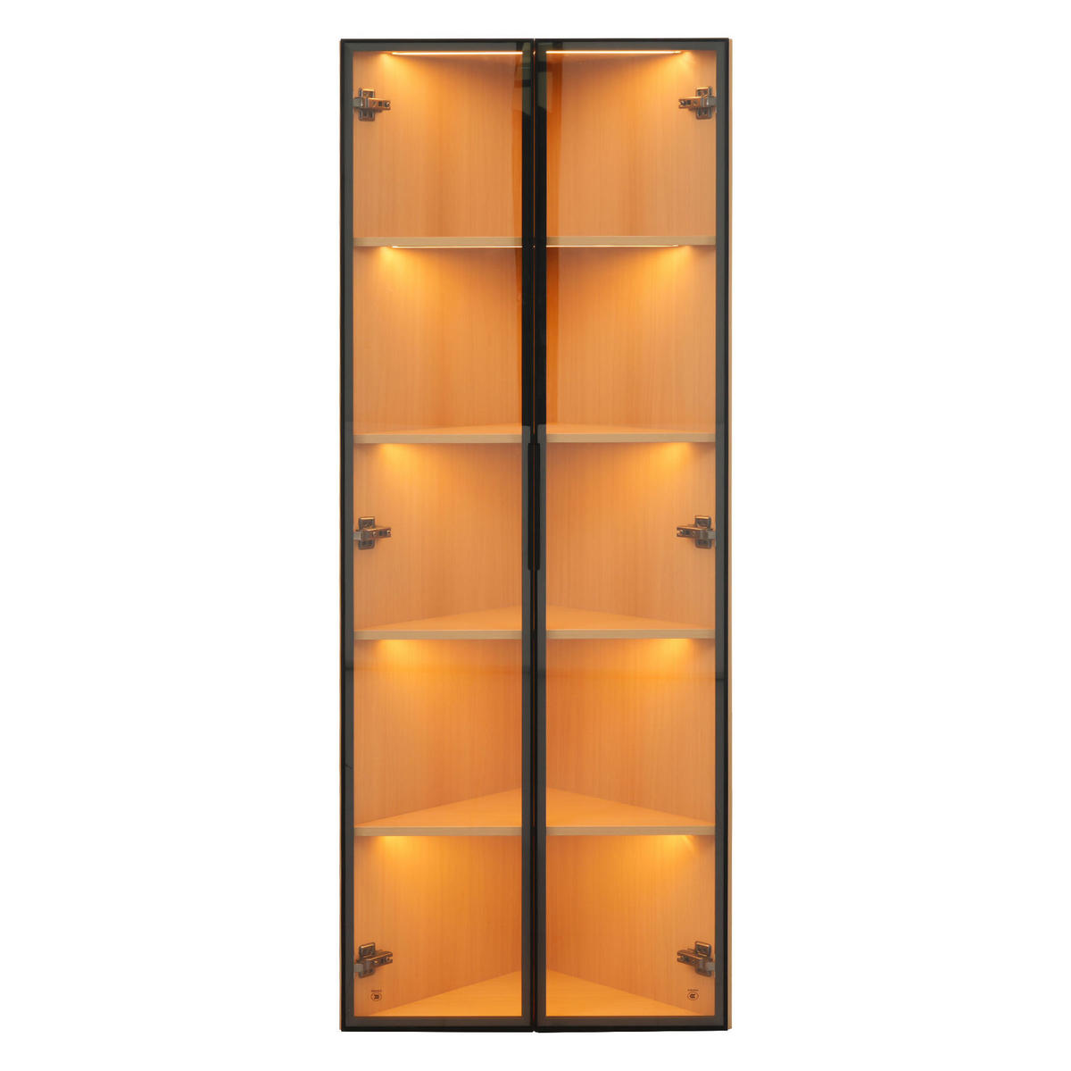 VITRINE 62/35/160 cm aus MDF mit LED-Beleuchtung Eichefarben - Eichefarben, Holzwerkstoff (62/160/35cm) - Modenvie