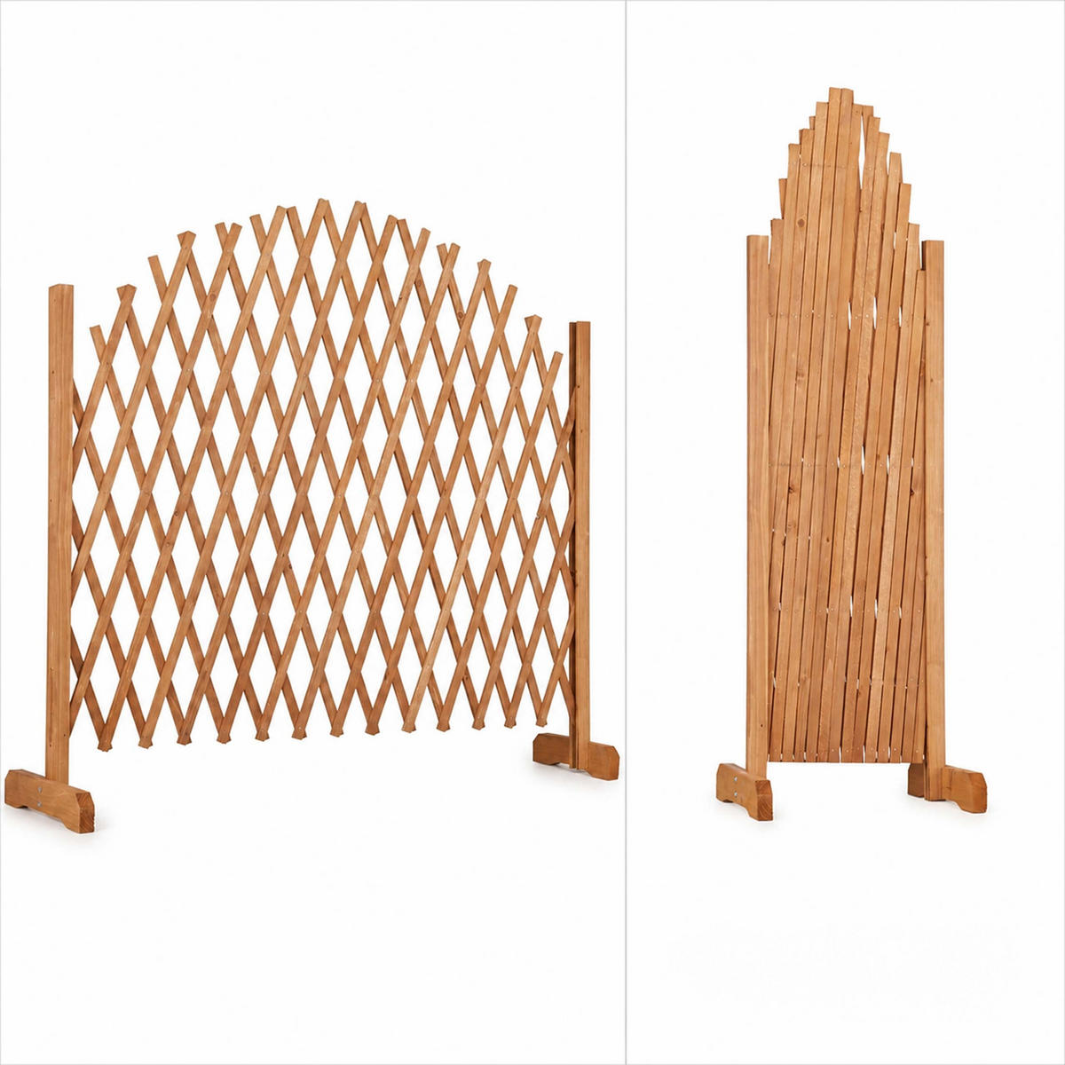 RANKGITTER Braun Tannenholz ausziehbar freistehend B 33 bis 165 cm - Hellbraun, Holz (165/101.5/30cm) - Relaxdays