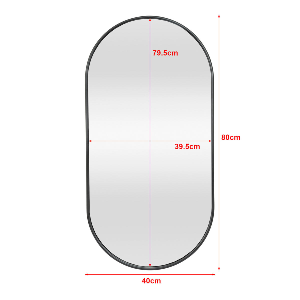 WANDSPIEGEL Picciano - Schwarz, Glas/Metall (40/2.8/80cm) - [en.casa]