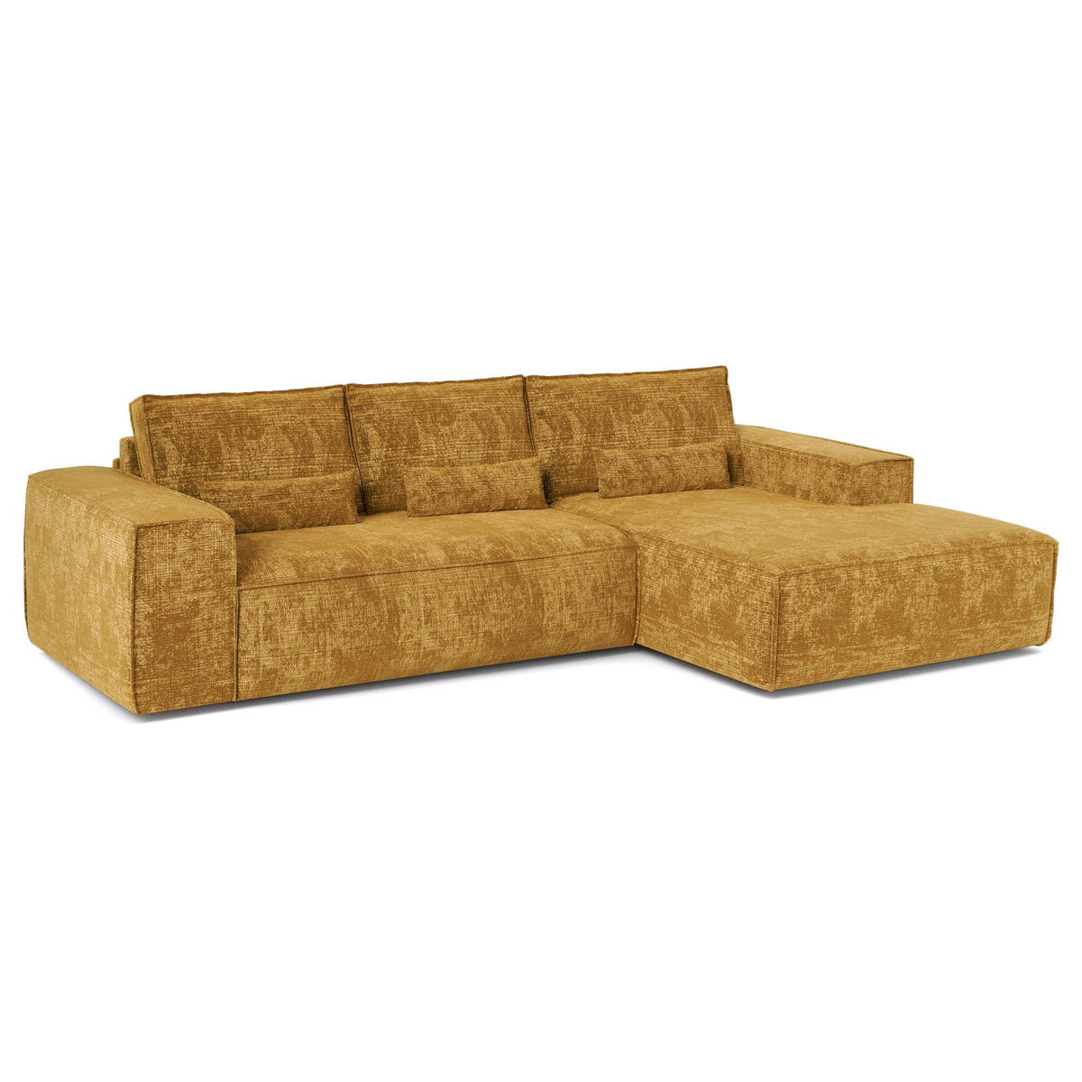 ECKSOFA rechtwinklig JUNE Geprägter Samt Senf 320cm - Gelb/Dunkelgelb, Textil (320/165cm) - Premium Interiors