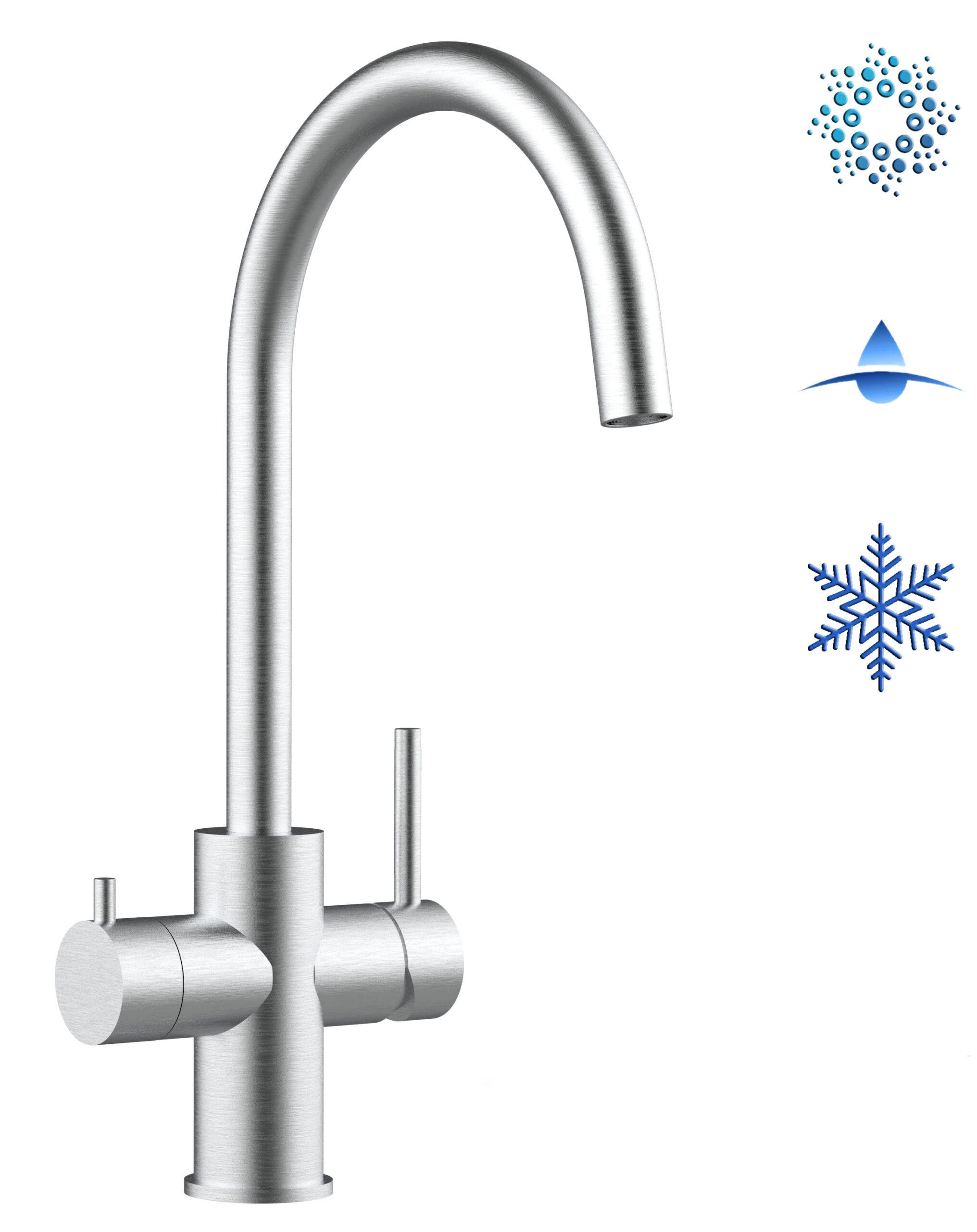 5-WEGE-KÜCHENARMATUR, Edelstahl Massiv aus Chirurgenstahl, Gebürstet, 560° schwenkbar - Edelstahlfarben, Metall (21.4/38.6/21.4cm) - VIZIO