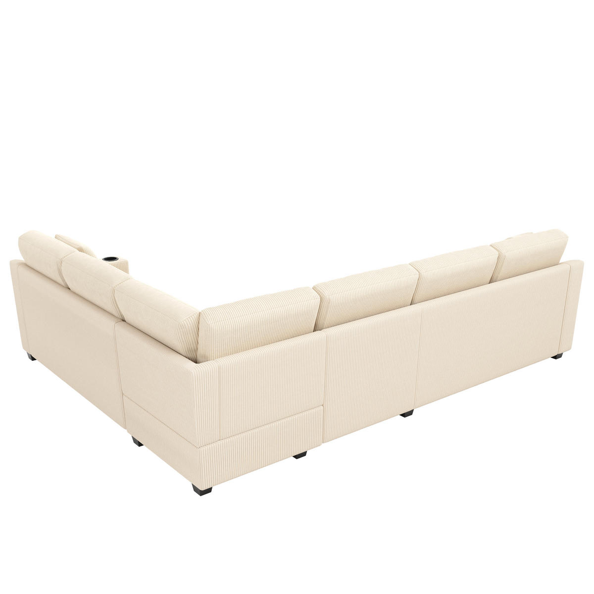 ECKSOFA 277/215/85 cm Beige mit USB/Type-C-Schnellladeanschluss und 2 Getränkehaltern - Beige, Textil (277/215cm) - Oxeza