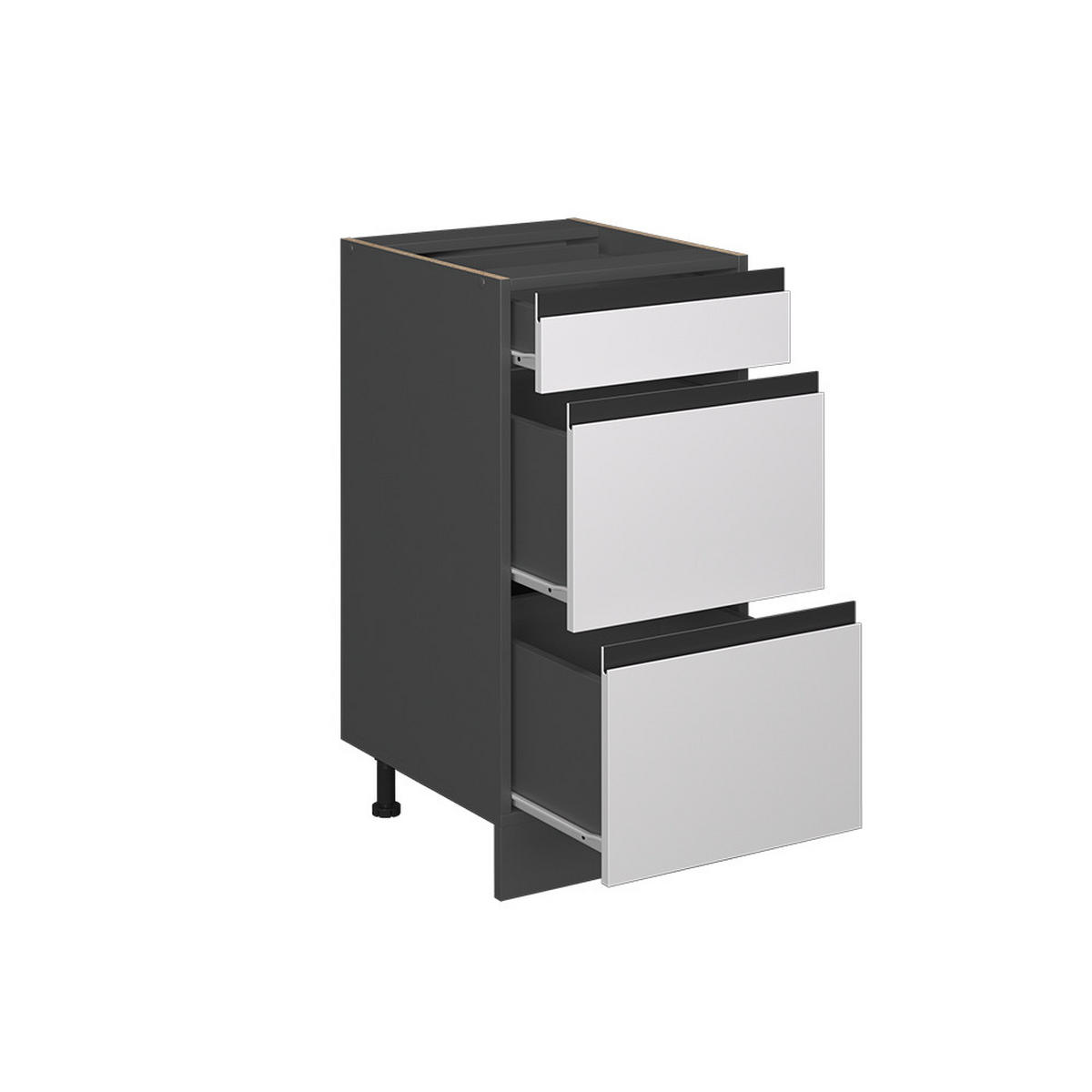 KÜCHENUNTERSCHRANK R-Line Weiß 40 cm mit Schubladen, AP Eiche - Anthrazit/Weiß, Holzwerkstoff (40/81.6/60cm) - Vicco