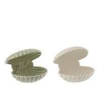 DEKOOBJEKT MUSCHEL OFFEN (2ER SET) - Weiß, Keramik (11.8/9.6cm) - J-Line