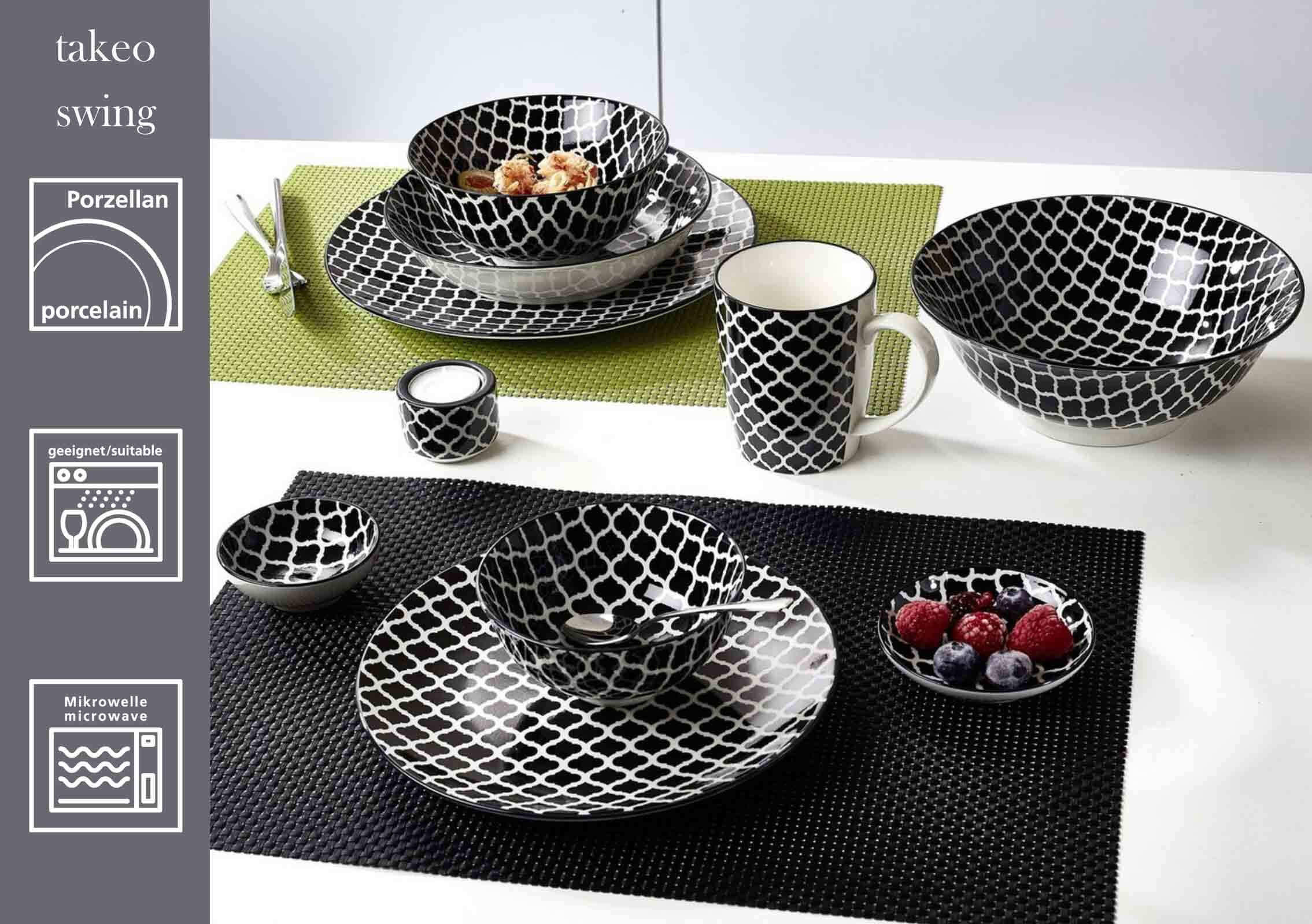 TEELICHTHALTER Takeo Stripes schwarz-weiß ø 6 cm 12er Set - Schwarz/Weiß, Keramik (4cm) - Ritzenhoff Breker