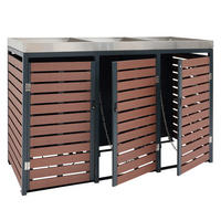 2ER-/4ER-MÜLLTONNENVERKLEIDUNG Walnuss Dekor - Walnussfarben, Metall (146/124/102cm) - MCW