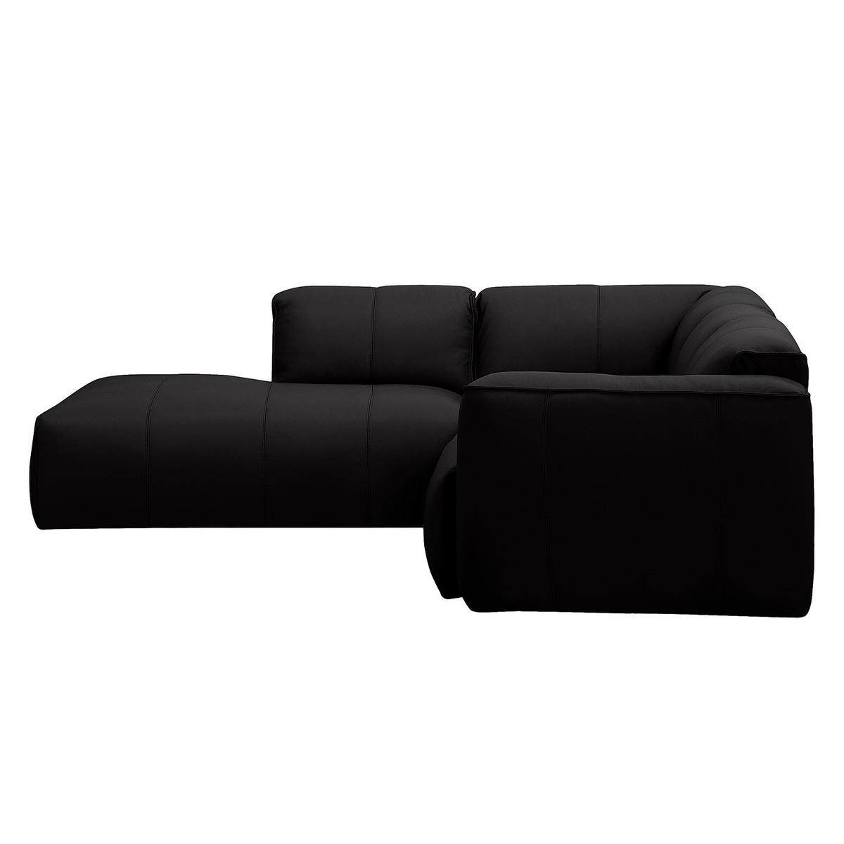 3-SITZER ECKSOFA mit Recamiere - Schwarz, Leder/Kunststoff (295/231cm) - home24
