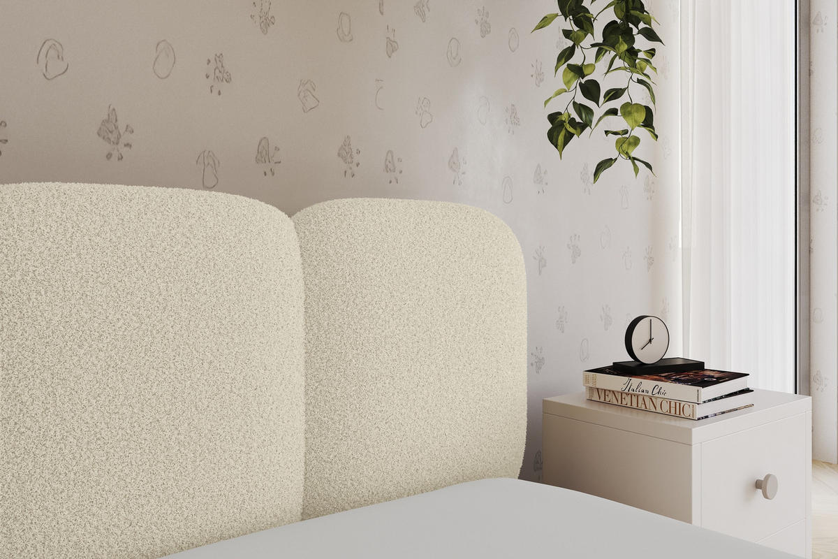 EINZELLBETT Jugendbett mit Bettkasten, Links - AVRY 100x200 Beige - Champagner/Beige, Holzwerkstoff/Textil (100/200cm) - ALTDECOR