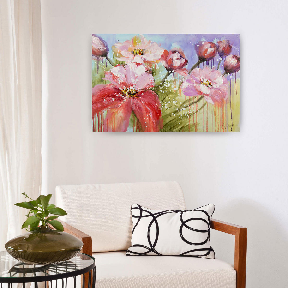 ACRYLBILD HANDGEMALT 90/60 cm - Pink, Holz/Textil (1.5/60cm) - KUNSTLOFT