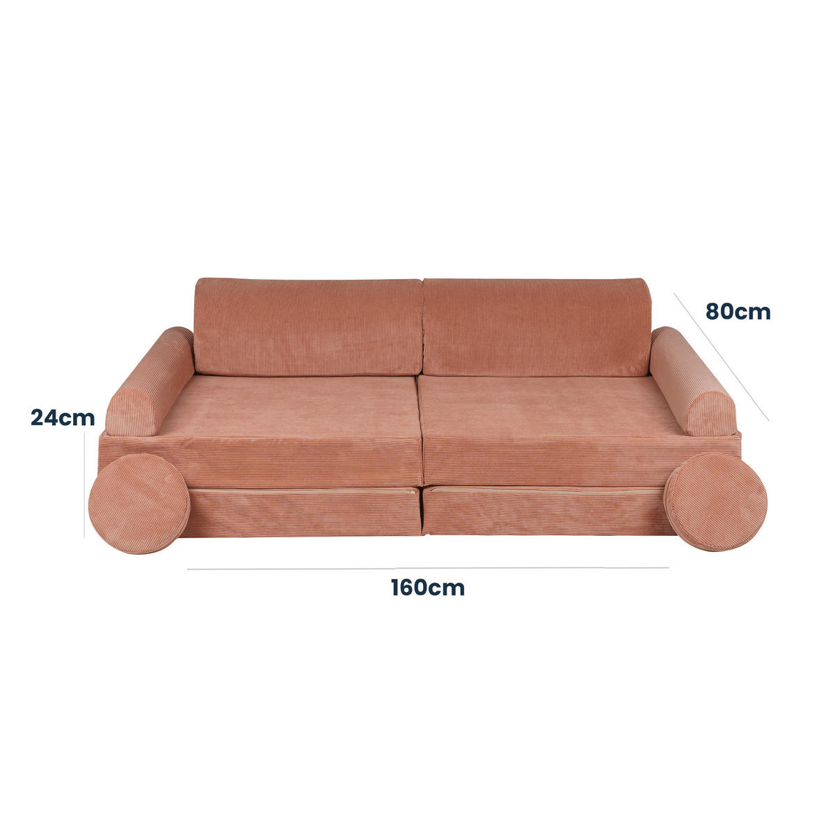 KINDERSOFA, Slimcord, Ziegel - Orange, Textil (160/48/80cm) - MeowBaby