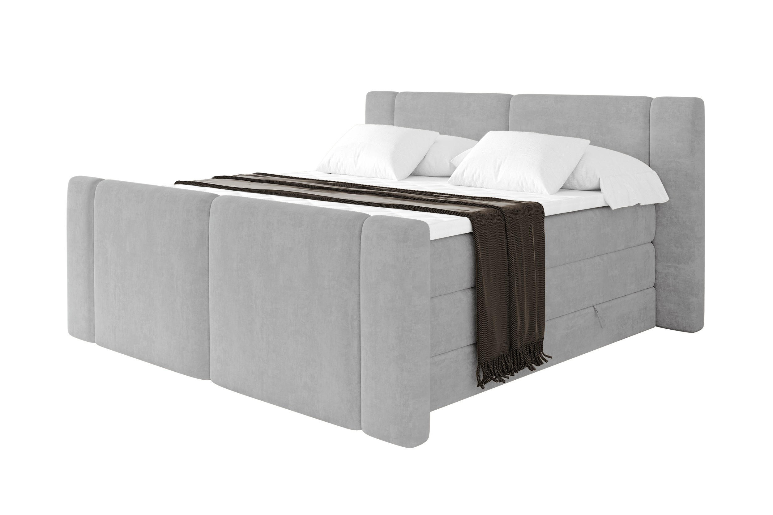 BOXSPRINGBETT mit Matratze H3/H4 - EVON KING Zanozek - 140x200 cm Grau - Greige, Holzwerkstoff (140/200cm) - ALTDECOR