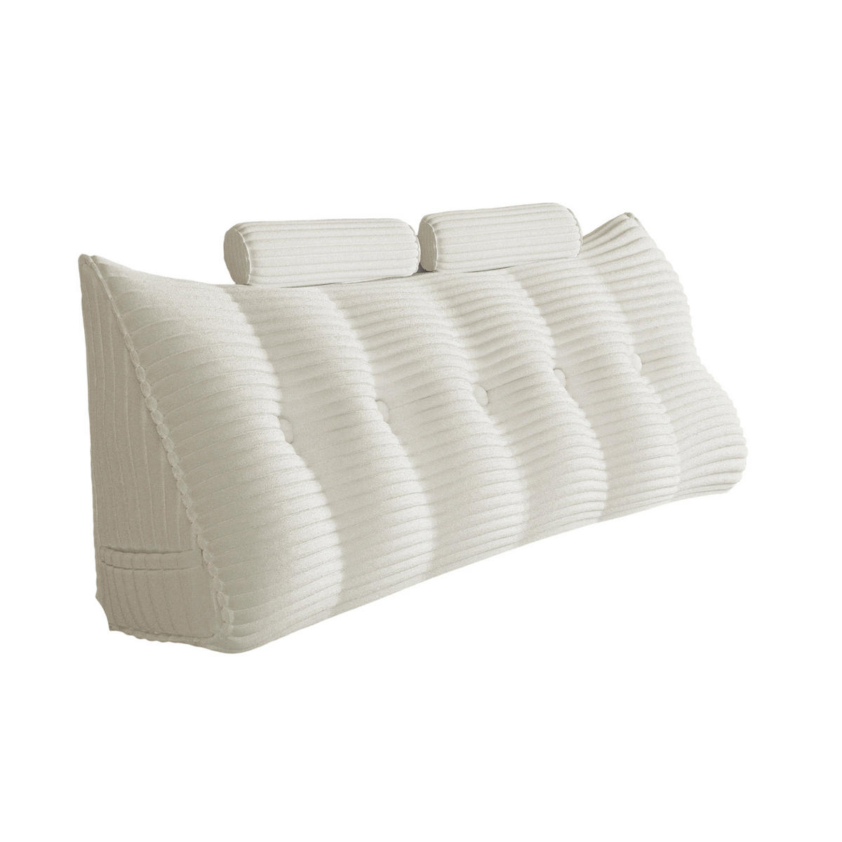 KEILKISSEN mit einem runden Kissen 3er-Set Gestreifter Samt Weiß 160cm - Weiß, Textil (20/160cm) - Vercart