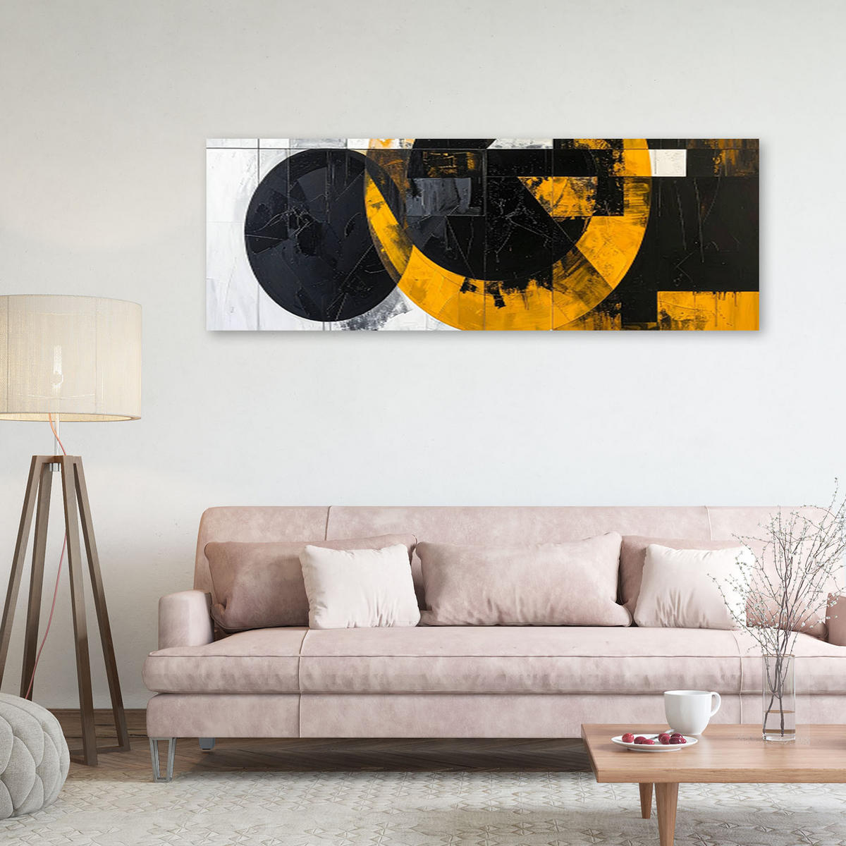 LEINWANDBILD 3D und geometrisch 150x50cm - Gelb, Textil (150/50cm) - Feeby