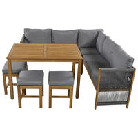 LOUNGEGARNITUR Akazie Grau Natur 5-tlg. - Grau, Metall - ComfortXL