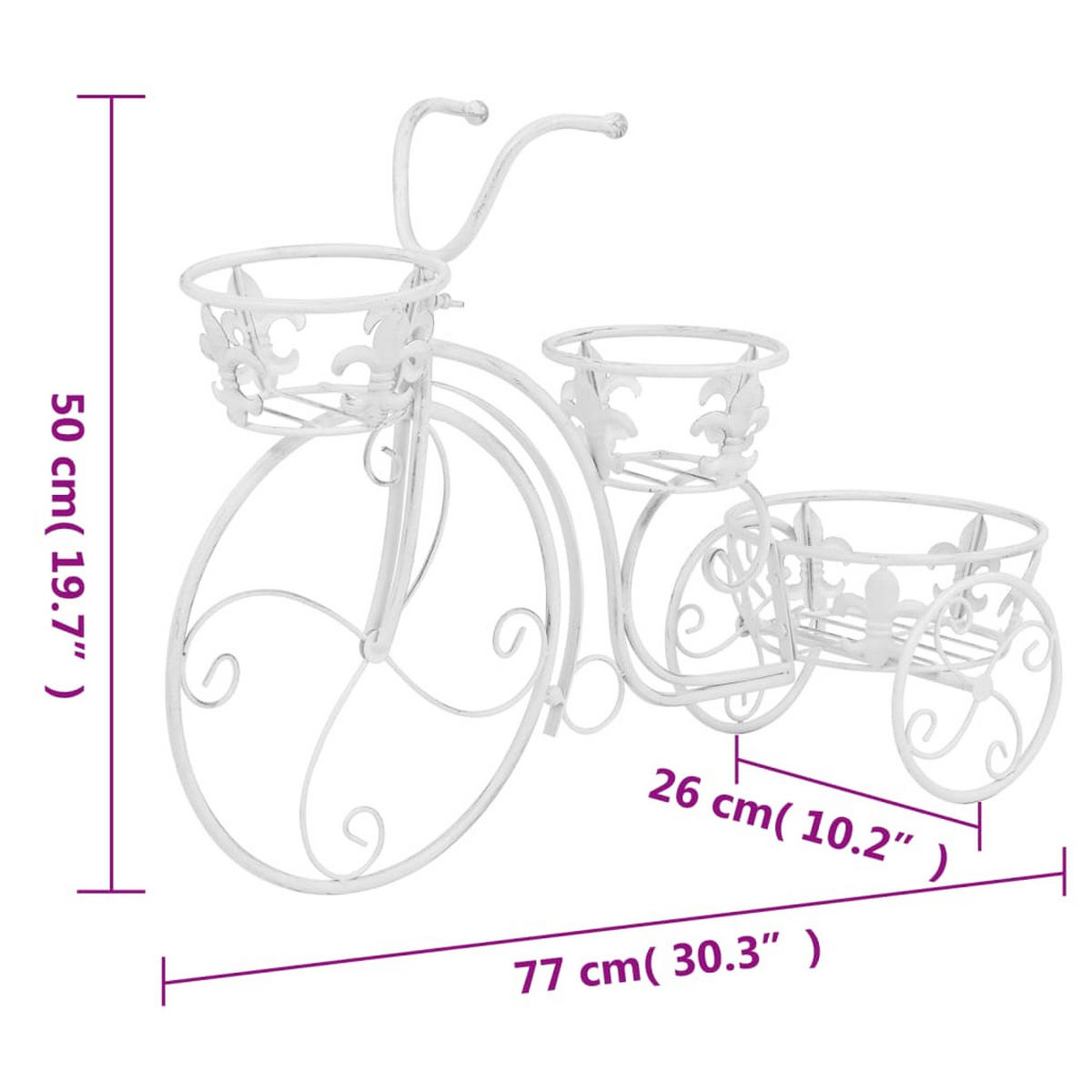 BLUMENTREPPE Fahrradform Vintage-Stil Metall - Weiß, Metall (77/50/26cm) - vidaXL