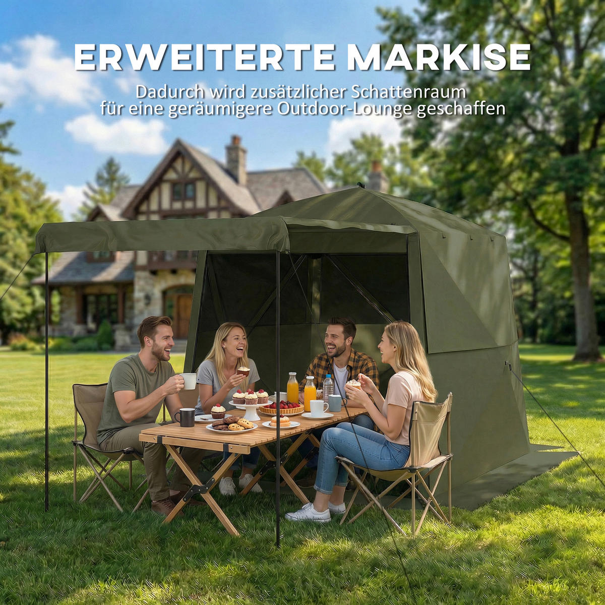 POP-UP-PAVILLON aus Oxfordstoff & Fiberglas Grün - Grün, Textil (198/197/198cm) - Outsunny