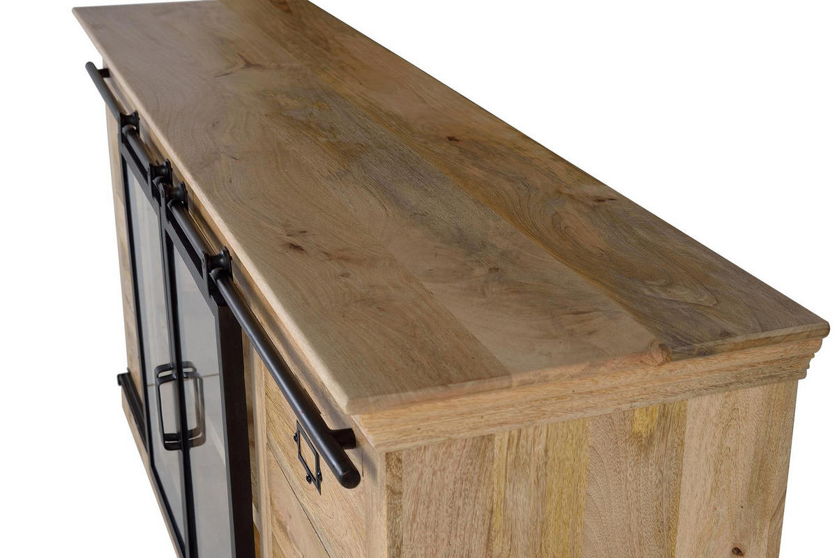 SIDEBOARD aus Mangoholz und Schwarz - Braun, Holz (45/86/180cm) - Giner y Colomer