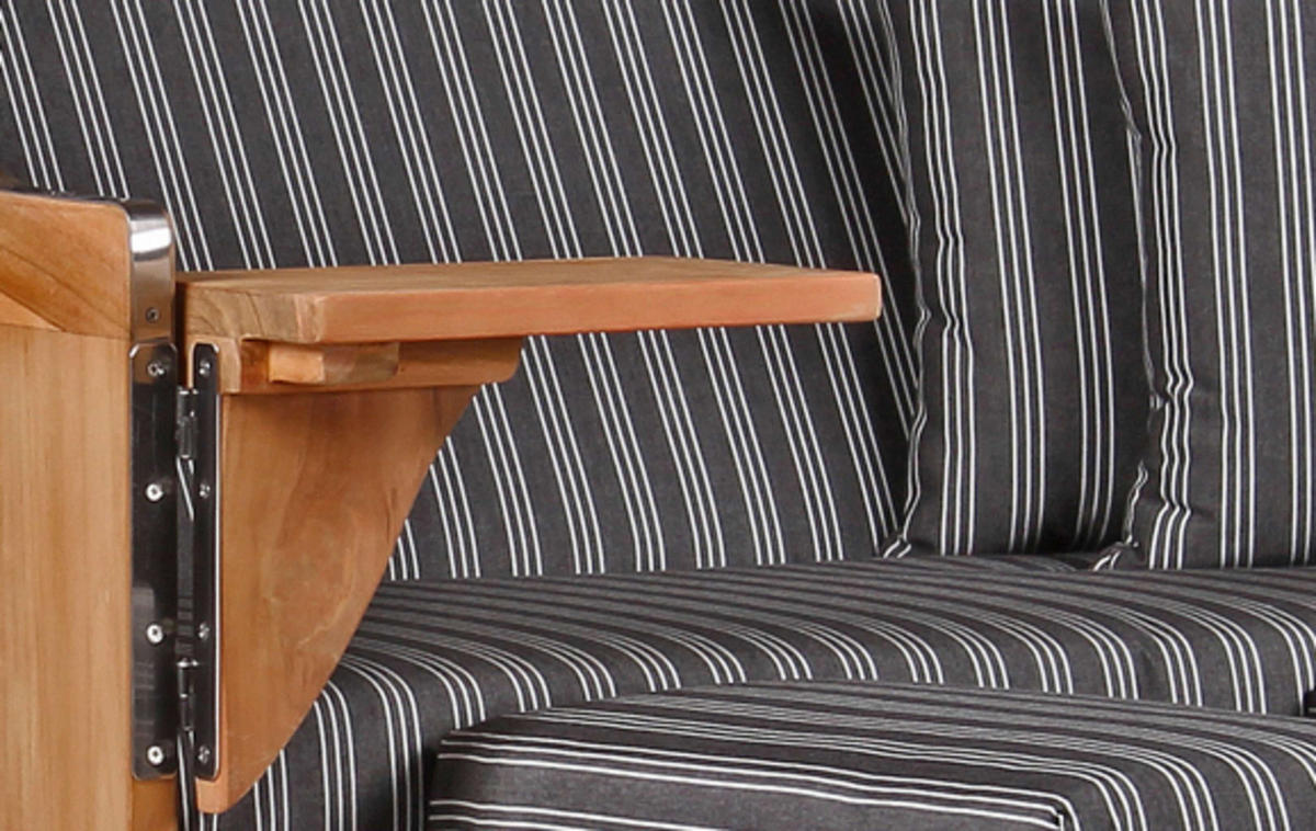 STRANDKORB Düne 2-Sitzer Teak Shell - Braun/Grau, Holz/Metall (125/170/80cm) - Mr. Deko