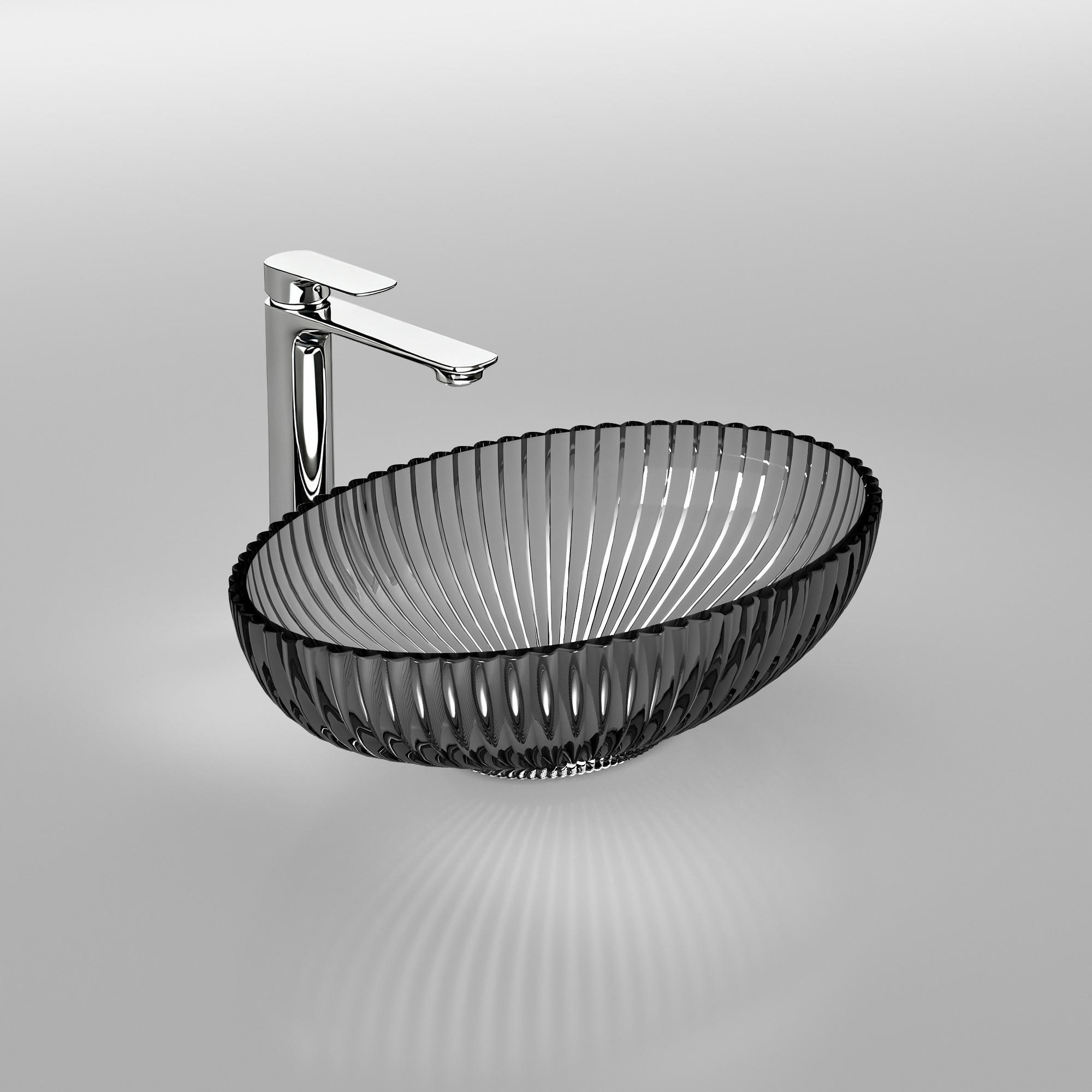 WASCHBECKEN Schwarzes Glas Oval 51 / 35 / 15 cm - Schwarz, Glas (35/15/51cm) - EMKE