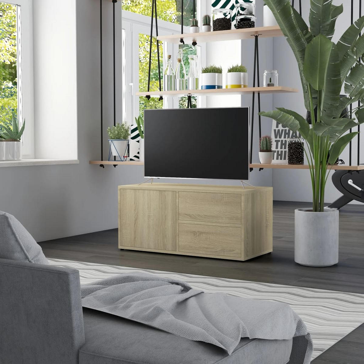 TV-SCHRANK Sonoma-Eiche 80x34x36 cm Holzwerkstoff - Braun, Holzwerkstoff (80/36/34cm) - furnicato