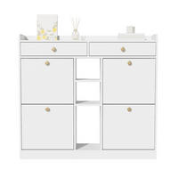 SCHUHSCHRANK 110/100/26 cm Weiß aus Spanplatte mit 4 Klapptüren - Weiß, Holzwerkstoff (110/100/26cm) - OKMYHOME
