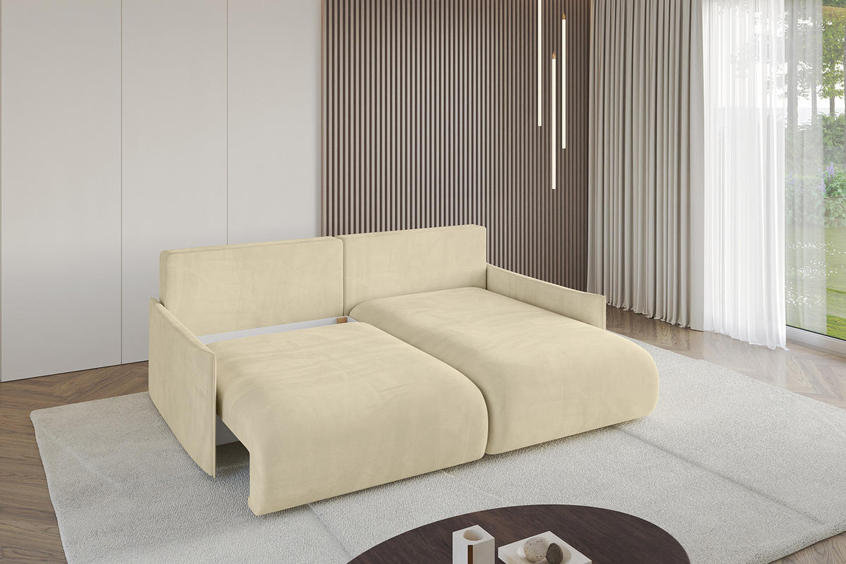 ECKSOFA Ottomane rechts ONESK-L -v1 216x177x72 Beige Velours - Taupe, Holzwerkstoff/Kunststoff (177/216cm) - ALTDECOR