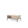 COUCHTISCH Molly Beige, Schwarze Beine, Kaffeetisch mit Schubladen - Beige/Schwarz, Holzwerkstoff/Metall (68/104/46cm) - Bettso