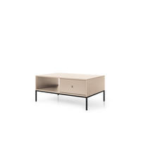 COUCHTISCH Molly Beige, Schwarze Beine, Kaffeetisch mit Schubladen - Beige/Schwarz, Holzwerkstoff/Metall (68/104/46cm) - Bettso