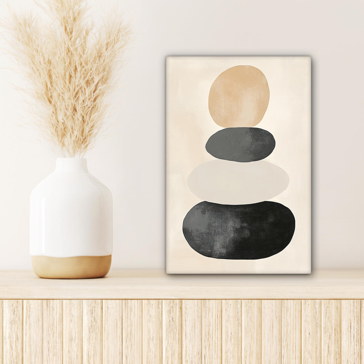 LEINWANDBILD Japandi - Wabi sabi - Beige 20x30 cm - Taupe, Textil (20/30cm) - MuchoWow