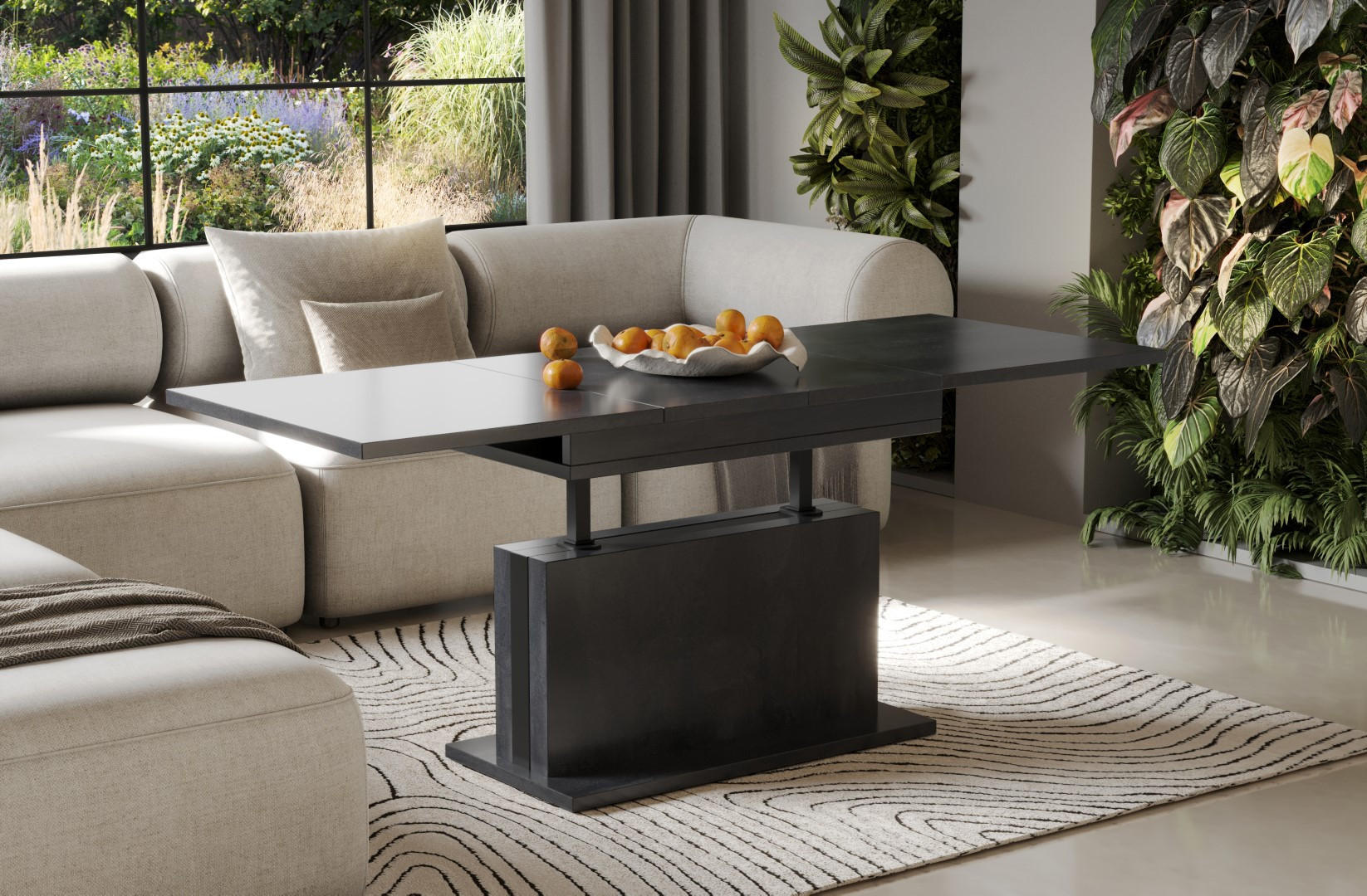COUCHTISCH Solaris höhenverstellbar ausziehbar - Graphitfarben, Holzwerkstoff (110/65/58cm) - Endo-Moebel