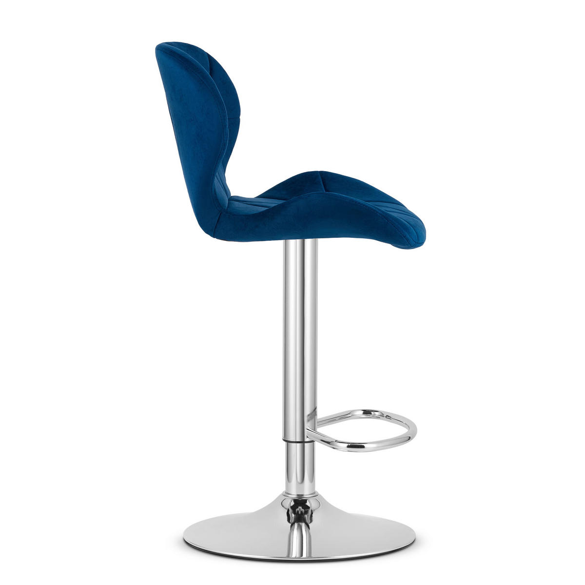 BARHOCKER WEST marineblauer Sitz, Chrombasis - Dunkelblau, Textil (46/111/48.5cm) - Valora