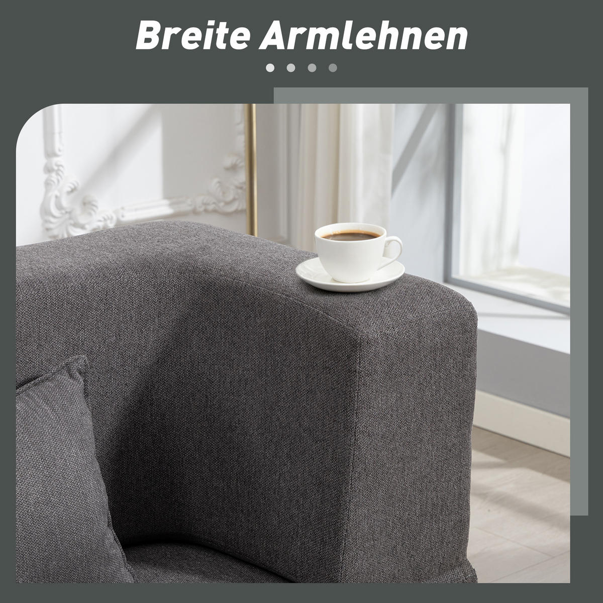 2-SITZER-SCHLAFSOFA aus Schaumstoff mit breiten Armlehnen, 2 Kissen, Grau - Grau, Textil (95/75/203cm) - HOMCOM