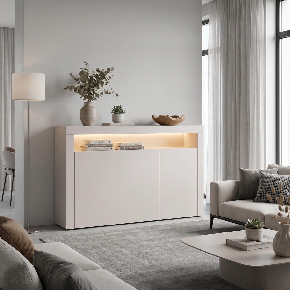 SIDEBOARD Valencia Cashmere / Cashmere - Kaschmir, Holzwerkstoff (155/92/40cm) - Vladon