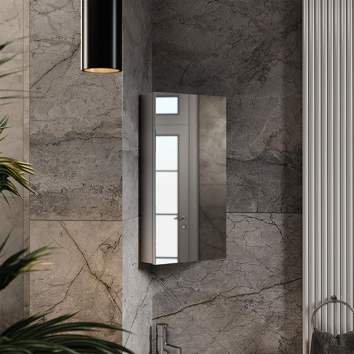 KOUPELNOVÁ SKŘÍŇKA SE ZRCADLEM Anka Bílá - bílá, kompozitní dřevo (32.8/60.2/21cm) - Vicco