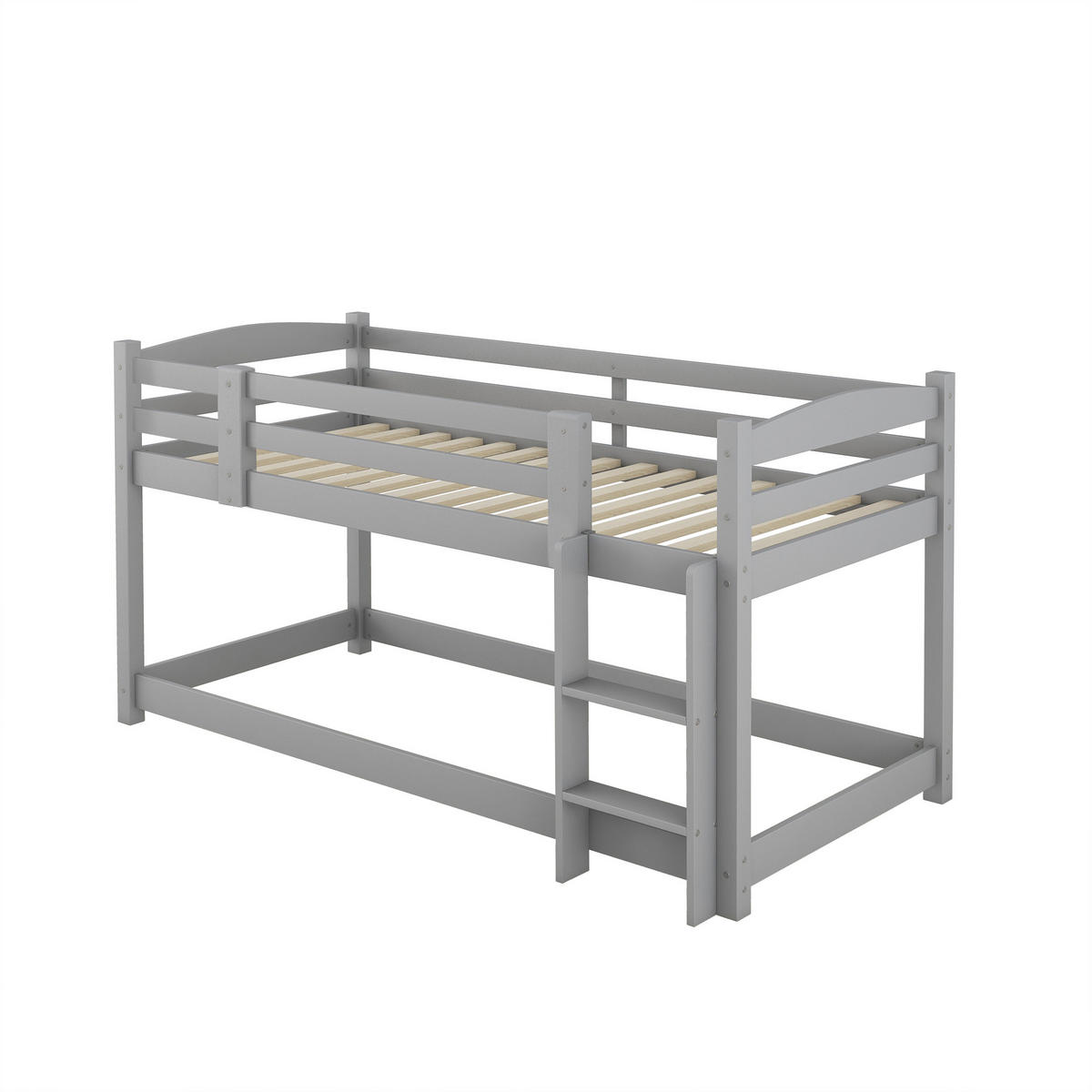 ETAGENBETT 90x200cm Grau Dreier-Etagenbett Holz Kinderbett - Grau, Holz (90/200cm) - FLIEKS