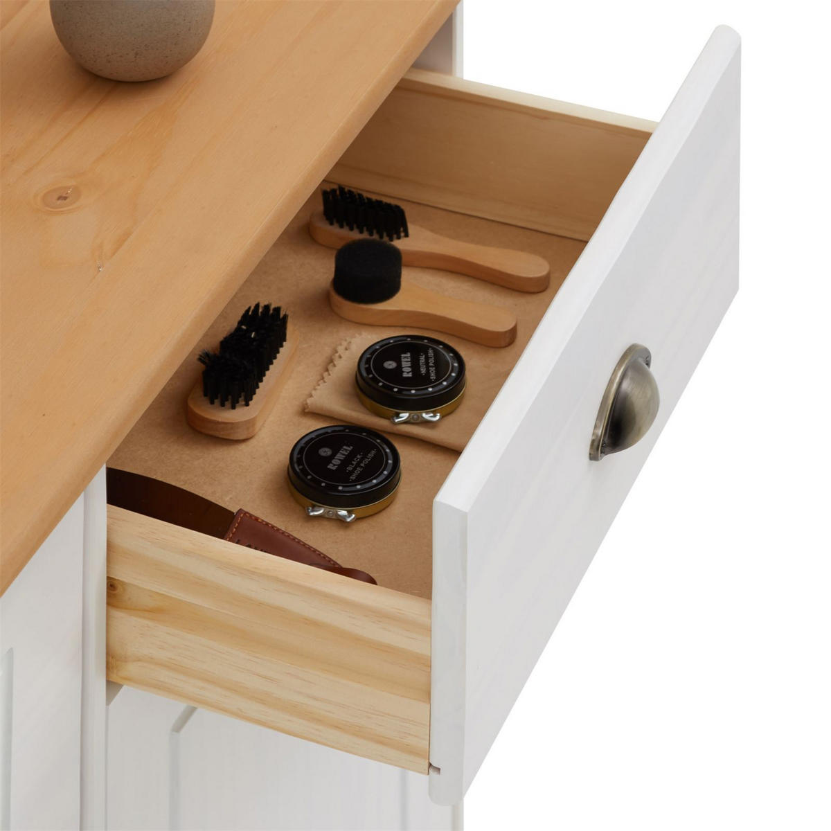 SCHUHSCHRANK COLMAR - Weiß/Braun, Holz (106/85/32cm) - IDIMEX