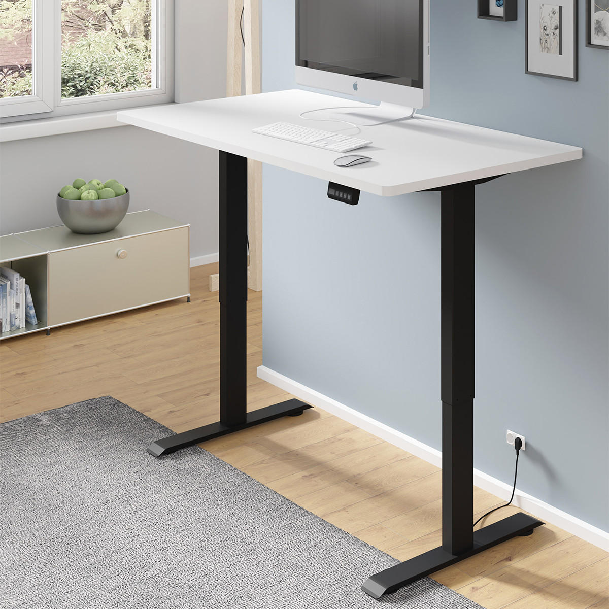 SCHREIBTISCH Ergo Mattweiß und Schwarz - Schwarz/Weiß, Holzwerkstoff (70/140/73cm) - Petits-meubles