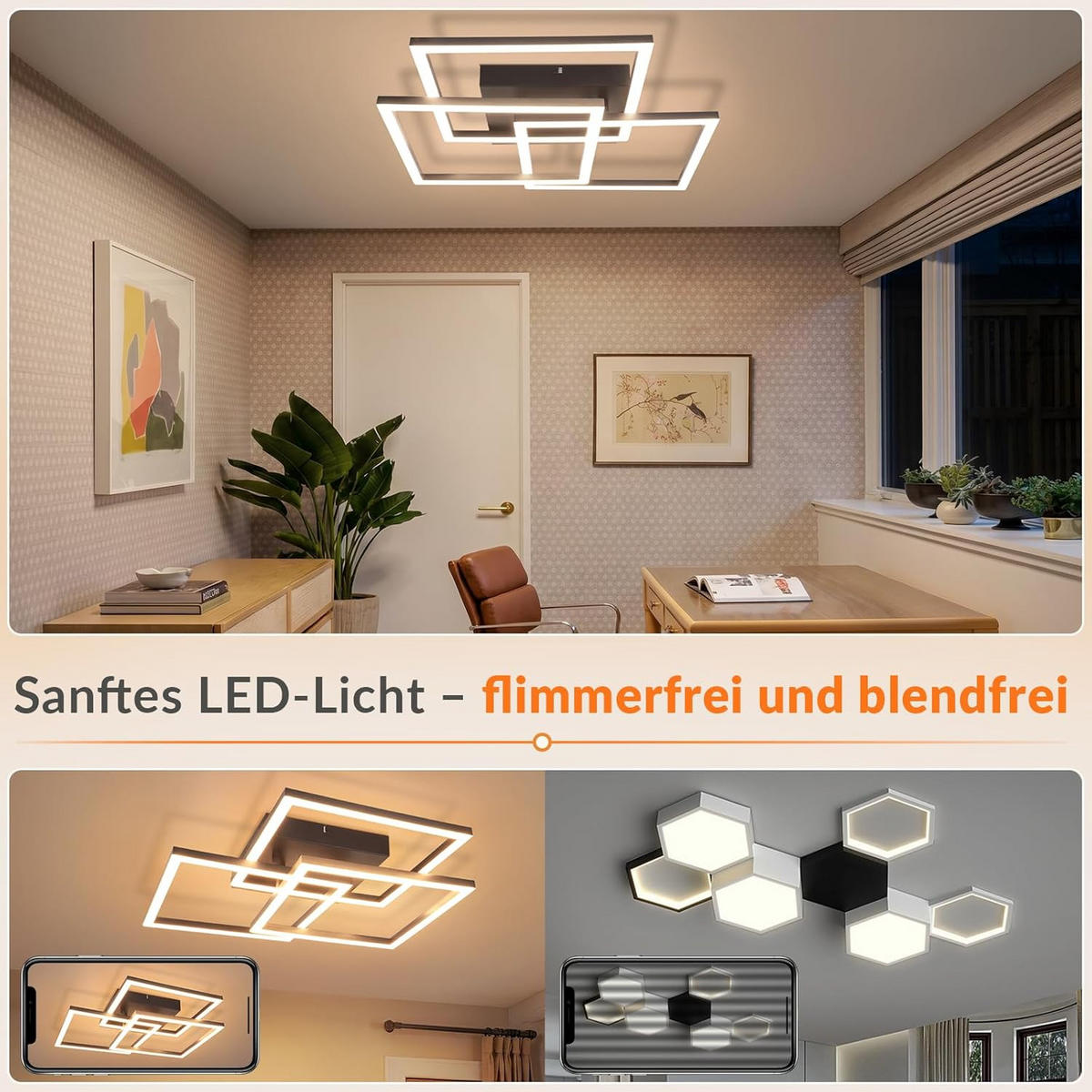 LED stropní bodové světlo 40/40/8,5 cm - bílá, plast (40/40/8.5cm) - Nettlife