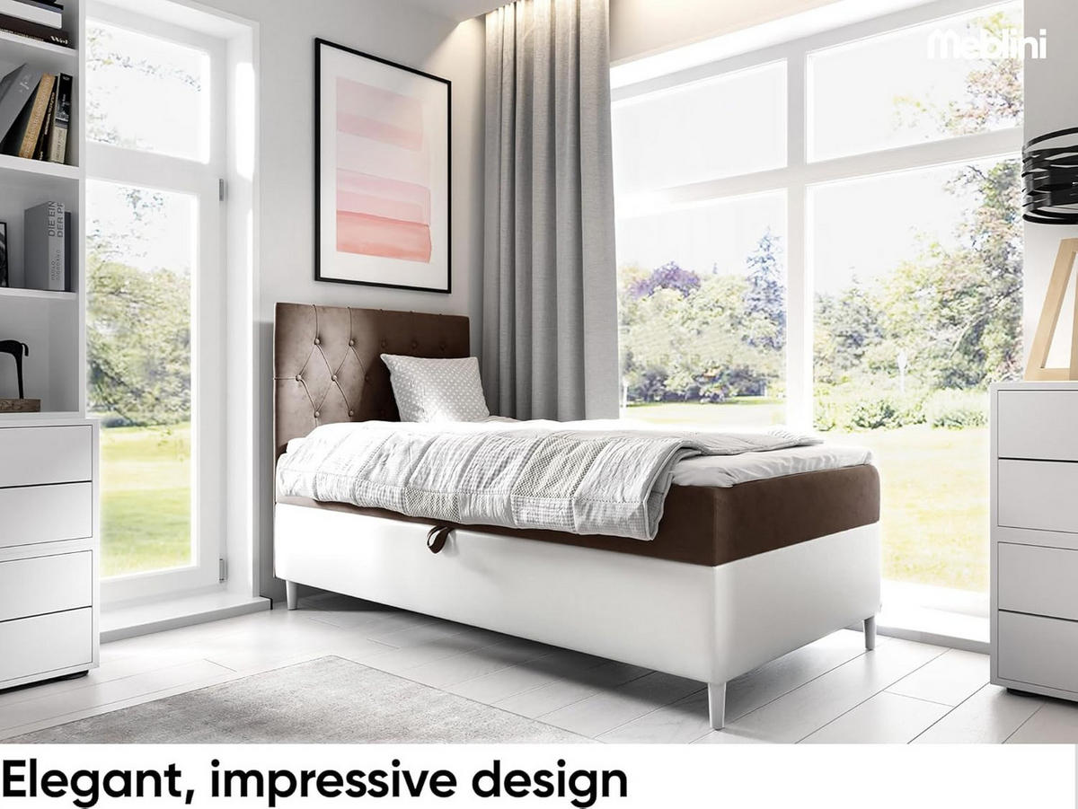 KINDERBETT FLIPPO 1 - Braun/Weiß, Holzwerkstoff (102/208cm) - Meblini