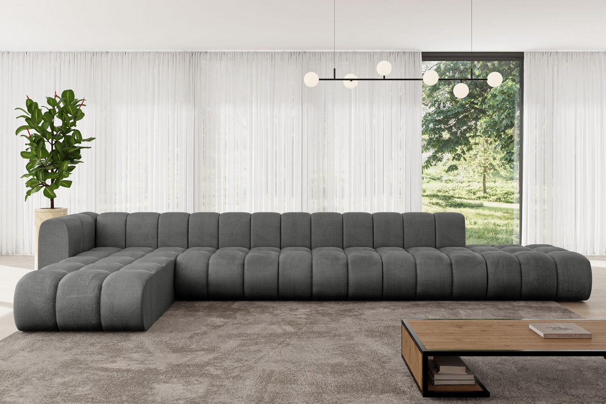 ECKSOFA modulares Sofa Zuvon-L3 - 478x177x70 cm Dunkelgrau - Dunkelgrau, Holzwerkstoff/Textil (478/177cm) - ALTDECOR