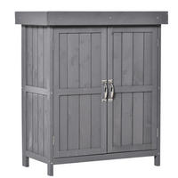 GARTENSCHRANK aus Tannenholz 74x43x88 cm in Grau mit Doppeltür - Grau, Holz (43/88/74cm) - Modfu