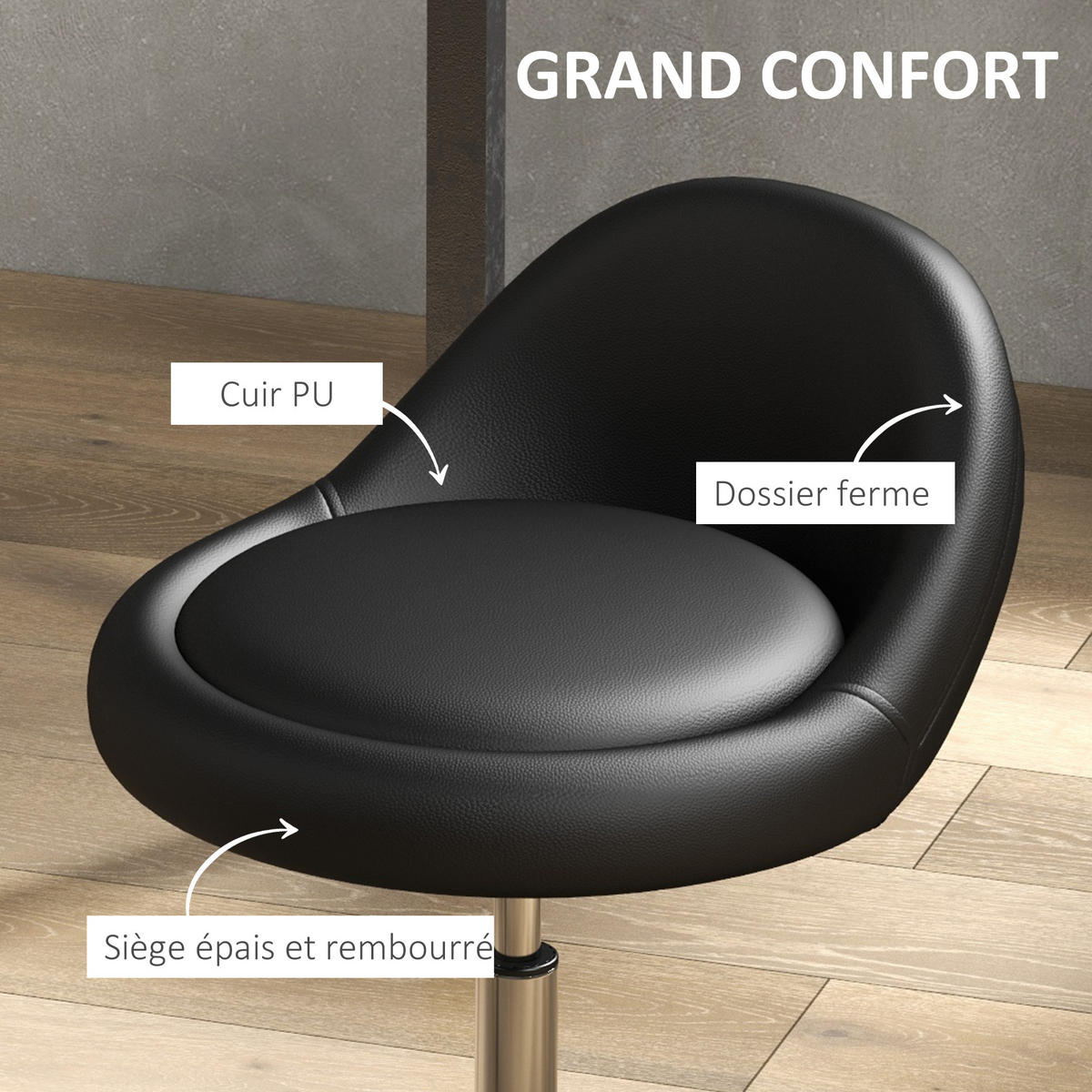 BÜROHOCKER DE-18015 höhenverstellbar 53-73 cm Schwarz - Schwarz, Metall (50/83/50cm) - ComfortXL