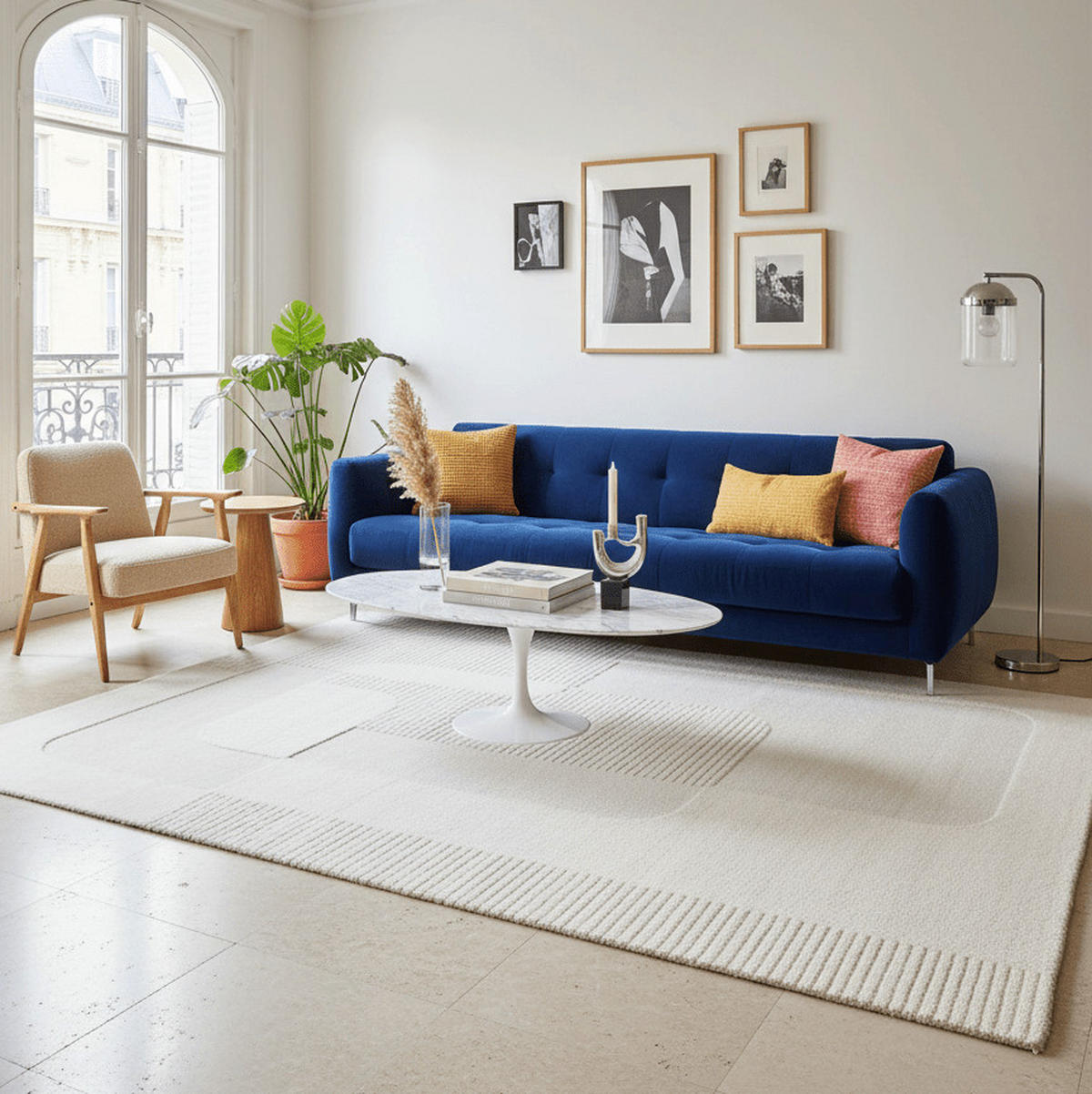 TEPPICH, Weicher, eleganter Reliefteppich weiß - Weiß, Textil (200/290cm) - AFK Living