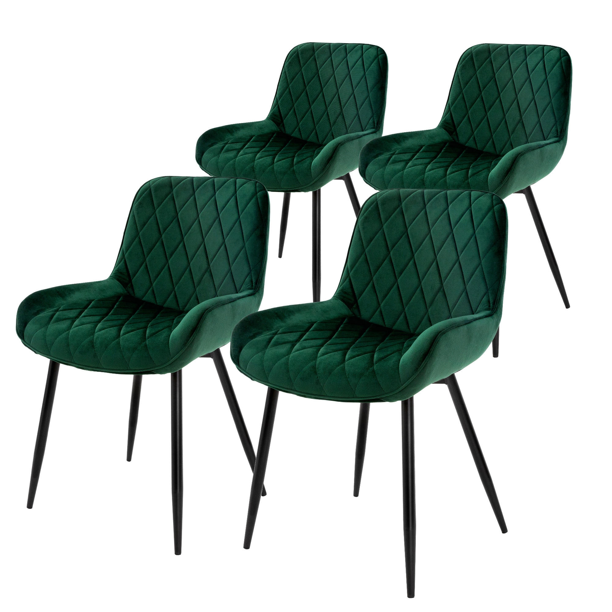 ML-DESIGN JÍDELNÍ ŽIDLE 4KUSOVÁ SADA Tmavě zelený samet
