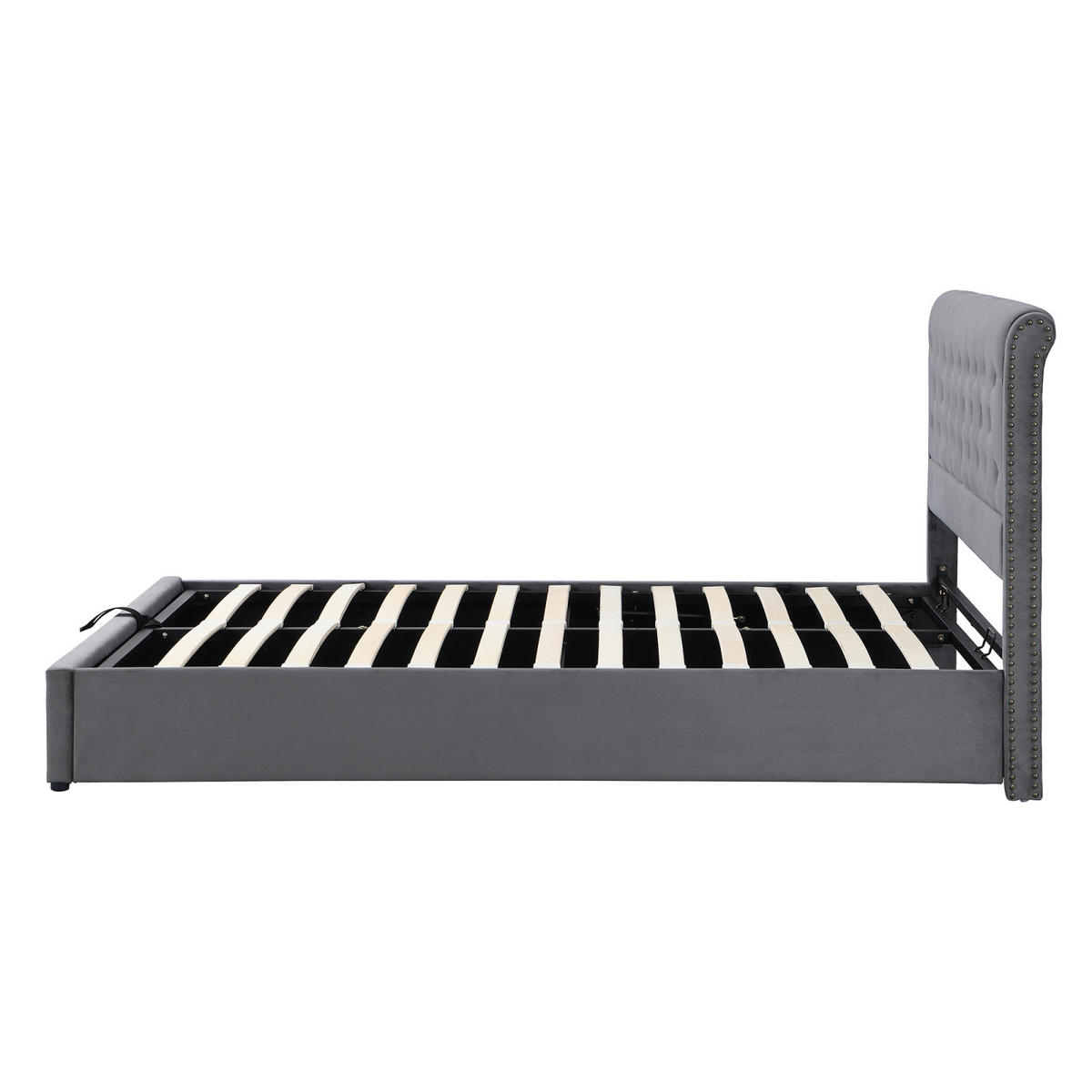 BOXSPRINGBETT 160x200 cm, Polsterbett aus Baumwolle, mit Lattenrost, Komfortablem Kopfteil, Grau - Grau, Textil/Metall (160/200cm)