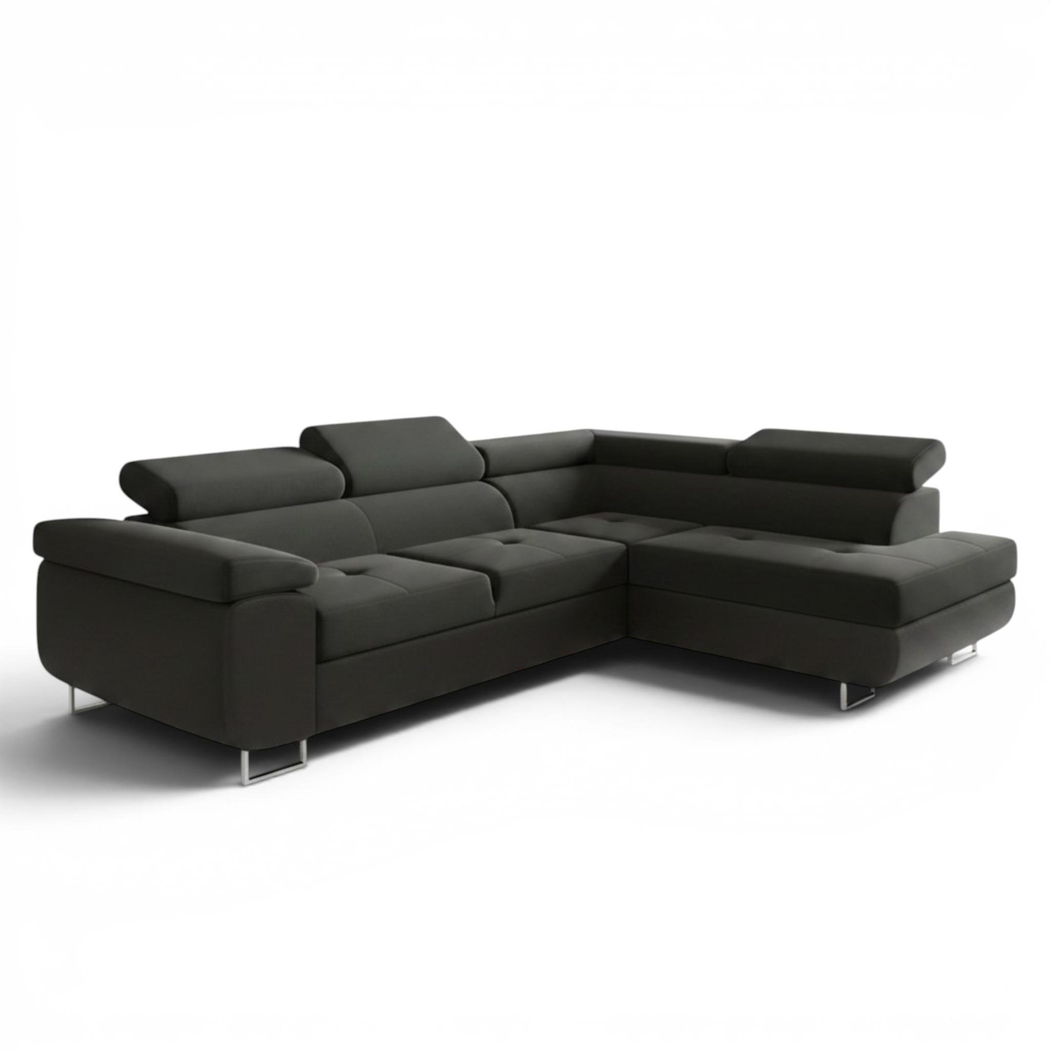 ECKSOFA Jade Mit Schlaffunktion - Schwarz, Holzwerkstoff/Textil (275/202cm) - Fun Möbel