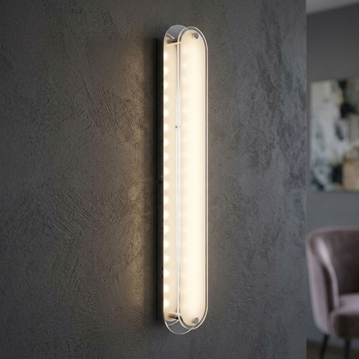 LED WANDLEUCHTE Metall Chrom Silber - Silberfarben, Glas (8/6/47cm) - Globo Lighting